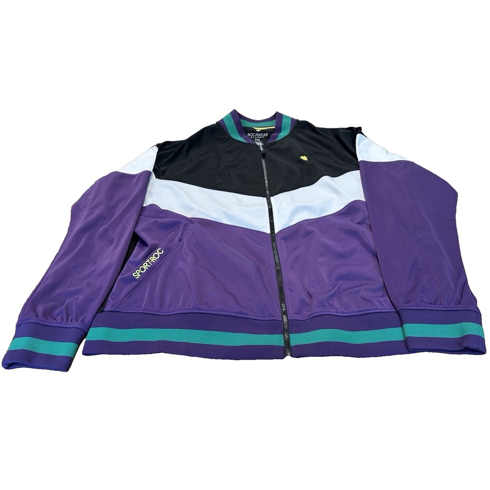 Rocawear Mens Classic Track Jacket Purple Full Zip Hip Hop Streetwear Size 3XL